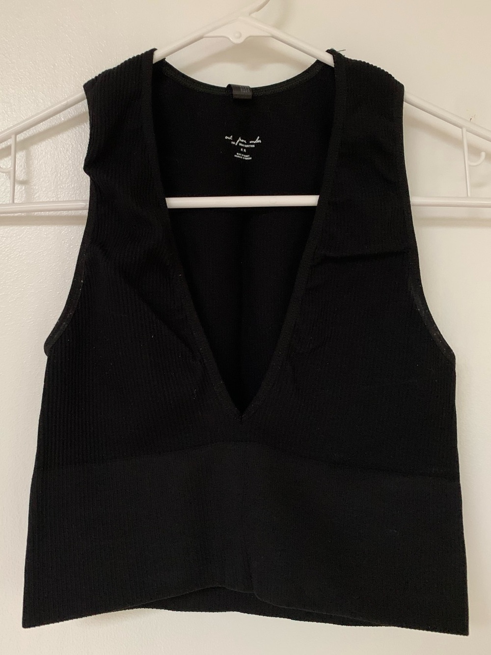 Urban Outfitters Black V-Neck Ribbed Tank